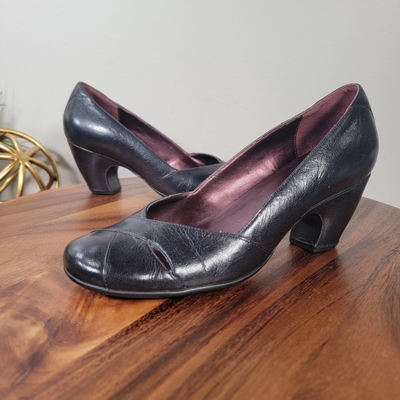 Clarks Indigo Elegant Black Leather Women's Heels Size 7 Comfy Wardrobe Staple - Picture 8 of 17
